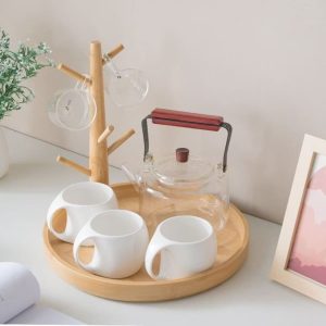 Porta taza con Bandeja de Bambú