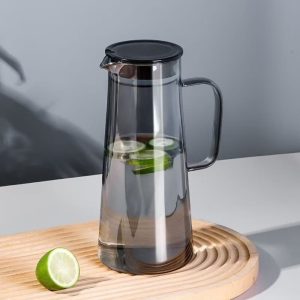 Jarra Vidrio Borosilicato Negro De 1.40 L Con Filtro Acero