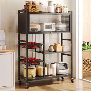 Estante Organizador de Cocina con Tapa y Canastillas para Frutas y Verduras