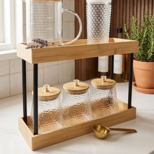 Organizador de Cocina de Bambú de 2 Niveles