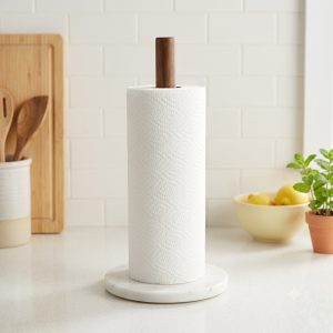 Porta Papel Toalla de Madera Acacia con Base de Cuarzo